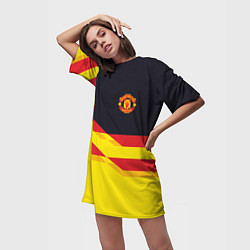 Футболка женская длинная Manchester United, цвет: 3D-принт — фото 2