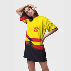 Футболка женская длинная Man United FC: Yellow style, цвет: 3D-принт — фото 2