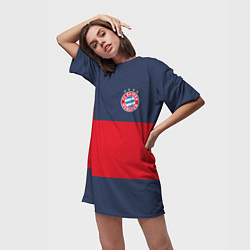 Футболка женская длинная Bayern Munchen - Red-Blue FCB 2022 NEW, цвет: 3D-принт — фото 2