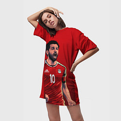 Футболка женская длинная Мохамед Салах, цвет: 3D-принт — фото 2