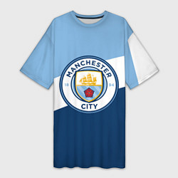 Футболка женская длинная FC Manchester City: Colors, цвет: 3D-принт