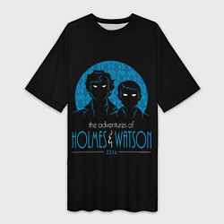 Женская длинная футболка Холмс и Ватсон 221B