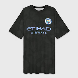 Футболка женская длинная Man City FC: Black 17/18, цвет: 3D-принт