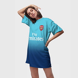 Футболка женская длинная Arsenal FC: Blue Away 17/18, цвет: 3D-принт — фото 2