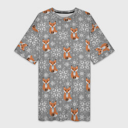 Женская длинная футболка Зимние лисицы