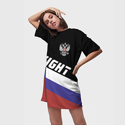 Футболка женская длинная Fight Russia, цвет: 3D-принт — фото 2