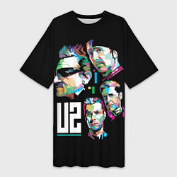 Футболка женская длинная U2 Band, цвет: 3D-принт