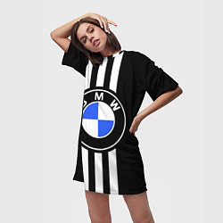 Футболка женская длинная BMW: White Strips, цвет: 3D-принт — фото 2