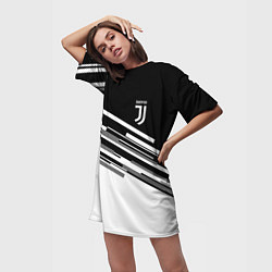 Футболка женская длинная FC Juventus: B&W Line, цвет: 3D-принт — фото 2