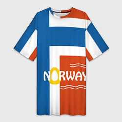 Футболка женская длинная Norway Flag, цвет: 3D-принт