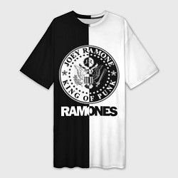Футболка женская длинная Ramones B&W, цвет: 3D-принт