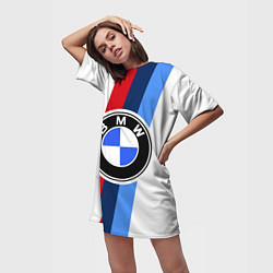 Футболка женская длинная BMW M: White Sport, цвет: 3D-принт — фото 2