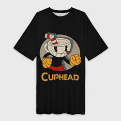 Футболка женская длинная Cuphead: Mugman, цвет: 3D-принт