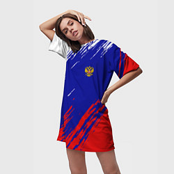 Футболка женская длинная RUSSIA SPORT, цвет: 3D-принт — фото 2