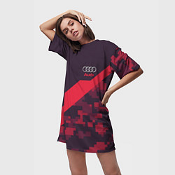 Футболка женская длинная Audi: Red Pixel, цвет: 3D-принт — фото 2
