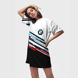 Футболка женская длинная BMW BRAND COLOR БМВ, цвет: 3D-принт — фото 2
