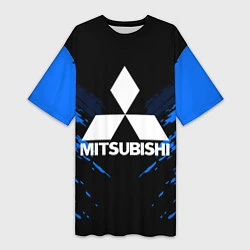 Женская длинная футболка Mitsubishi: Blue Anger