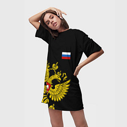 Футболка женская длинная Флаг и Герб России, цвет: 3D-принт — фото 2