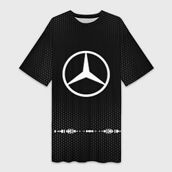 Футболка женская длинная Mercedes: Black Abstract, цвет: 3D-принт