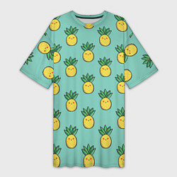 Женская длинная футболка Веселые ананасы