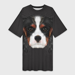 Футболка женская длинная Cavalier King Charles, цвет: 3D-принт