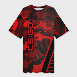 Женская длинная футболка CS:GO Red Camo