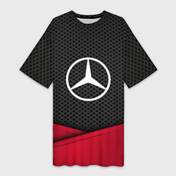 Футболка женская длинная Mercedes Benz: Grey Carbon, цвет: 3D-принт