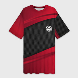 Футболка женская длинная Volkswagen: Red Sport, цвет: 3D-принт
