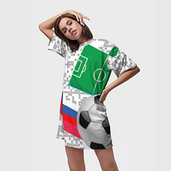 Футболка женская длинная Русский футбол, цвет: 3D-принт — фото 2