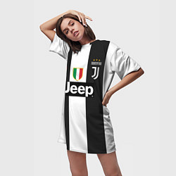 Футболка женская длинная FC Juventus 18-19, цвет: 3D-принт — фото 2