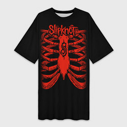Футболка женская длинная Slipknot Skeleton, цвет: 3D-принт