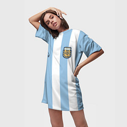 Футболка женская длинная Марадона Аргентина ретро, цвет: 3D-принт — фото 2