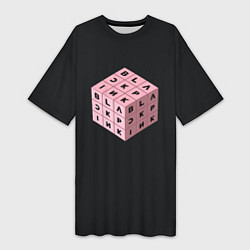 Женская длинная футболка Black Pink Cube