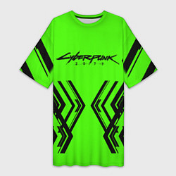 Женская длинная футболка Cyberpunk 2077: Acid Green