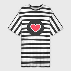 Женская длинная футболка Сердце в полоску