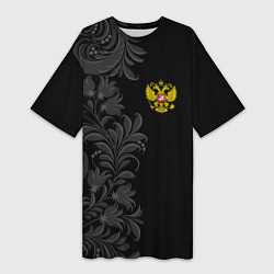 Женская длинная футболка Герб России и орнамент