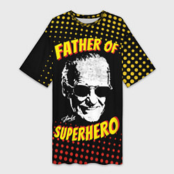 Футболка женская длинная Stan Lee: Father of Superhero, цвет: 3D-принт