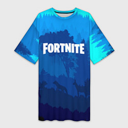 Женская длинная футболка Fortnite: Blue Forest