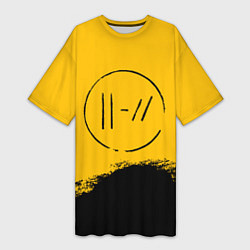 Футболка женская длинная 21 Pilots: Yellow Logo, цвет: 3D-принт