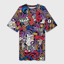 Женская длинная футболка Music collage