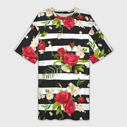 Женская длинная футболка Розы и орхидеи