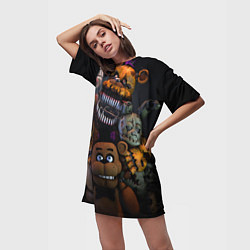 Футболка женская длинная Five Nights at Freddy's, цвет: 3D-принт — фото 2