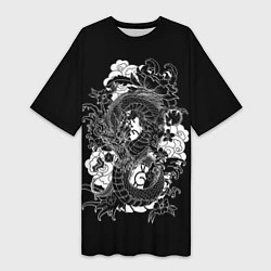Женская длинная футболка Японский дракон