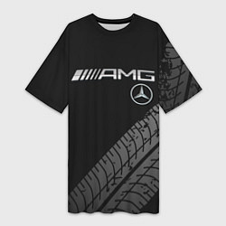 Футболка женская длинная Mercedes AMG: Street Racing, цвет: 3D-принт