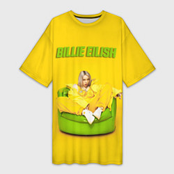 Футболка женская длинная Billie Eilish: Yellow Mood, цвет: 3D-принт