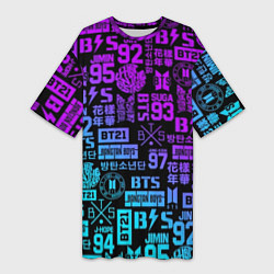 Футболка женская длинная BTS Logos, цвет: 3D-принт