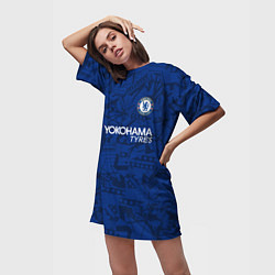 Футболка женская длинная Chelsea home 19-20, цвет: 3D-принт — фото 2