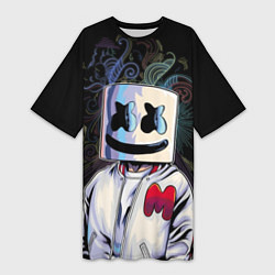 Футболка женская длинная Marshmello XXX, цвет: 3D-принт