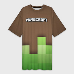 Футболка женская длинная Minecraft - Логотип, цвет: 3D-принт
