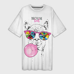 Футболка женская длинная Because cool, цвет: 3D-принт